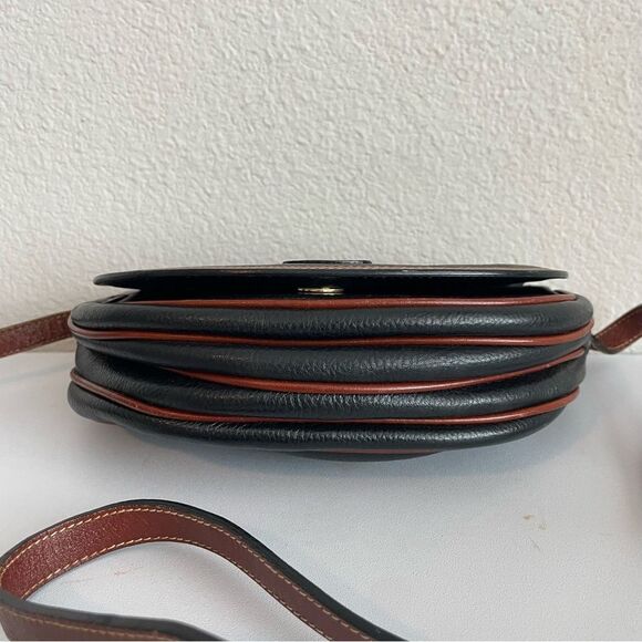 BALLY Black Brown Caviar Leather Flap Saddle Bag Crossbody - Picture 2 of 9